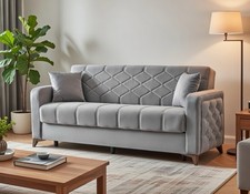 Grey Chester Sofa Bed 3 Seater
